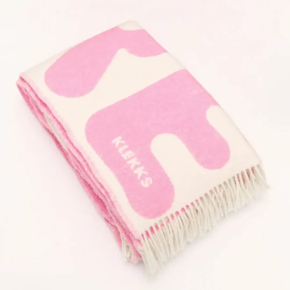 Throw blankets - Wool Throw Blanket in Pink – KLEKKS NO. 11 (AMORE) - KLEKKS