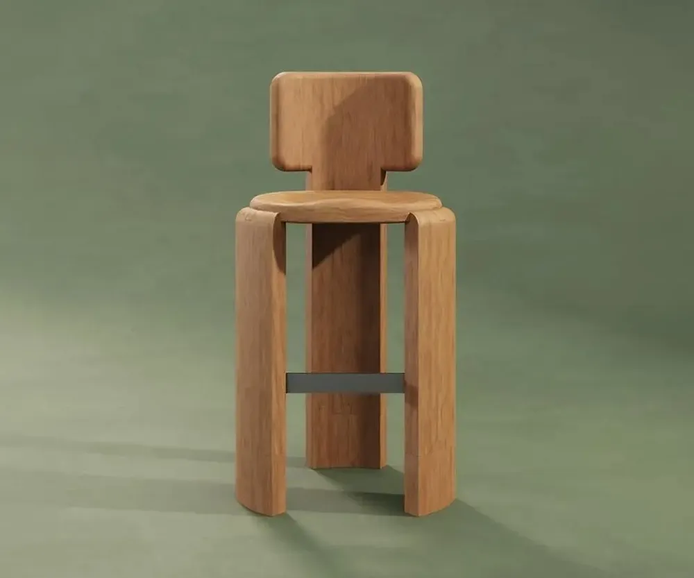 Chairs - Benjamin Bar Chair Outdoor Handmade by Wood Tailors Club - WOOD TAILORS CLUB