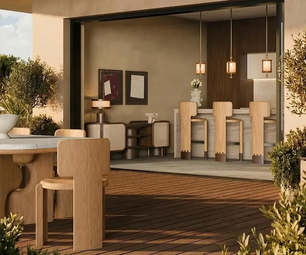 Chairs - Benjamin Bar Chair Outdoor Handmade by Wood Tailors Club - WOOD TAILORS CLUB