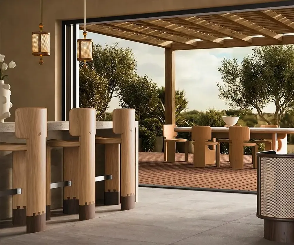Chairs - Benjamin Bar Chair Outdoor Handmade by Wood Tailors Club - WOOD TAILORS CLUB