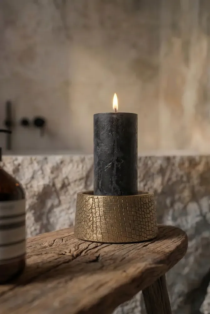 Candlesticks and candle holders - The Croco Candle Holder - Brass - M - BAZAR BIZAR LIVING