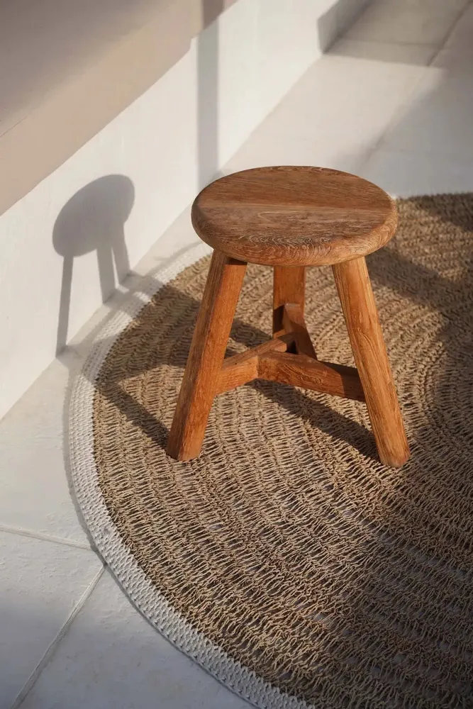 Tapis - Le Tapis Rond Seagrass & Coton - Blanc Naturel - 150 - BAZAR BIZAR LIVING