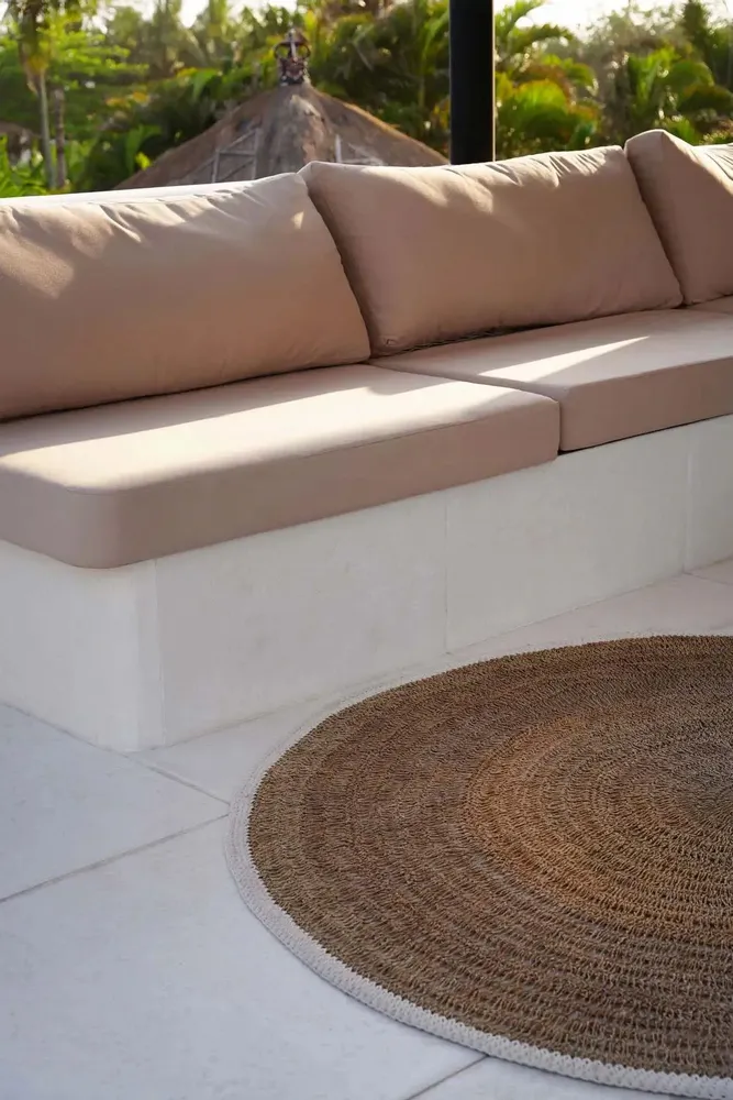 Tapis - Le Tapis Rond Seagrass & Coton - Blanc Naturel - 150 - BAZAR BIZAR LIVING
