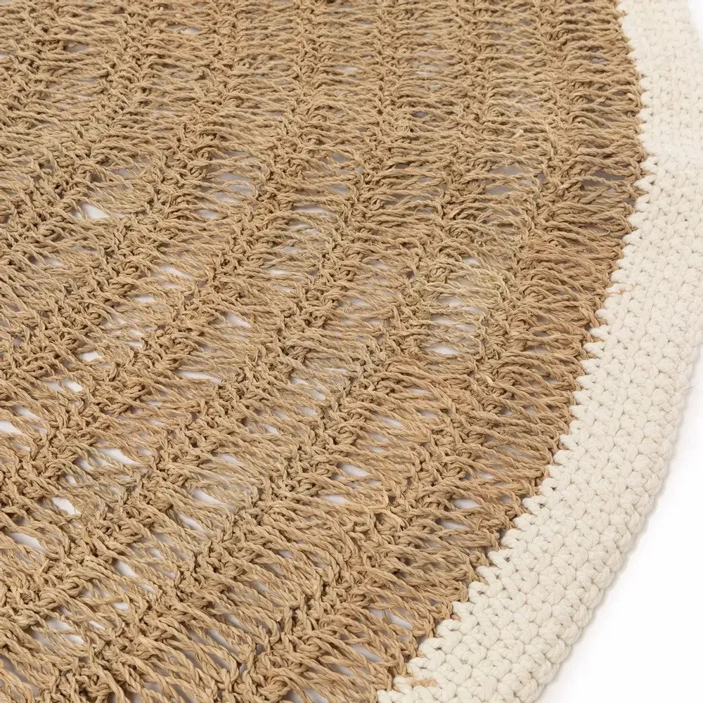 Tapis - Le Tapis Rond Seagrass & Coton - Blanc Naturel - 150 - BAZAR BIZAR LIVING