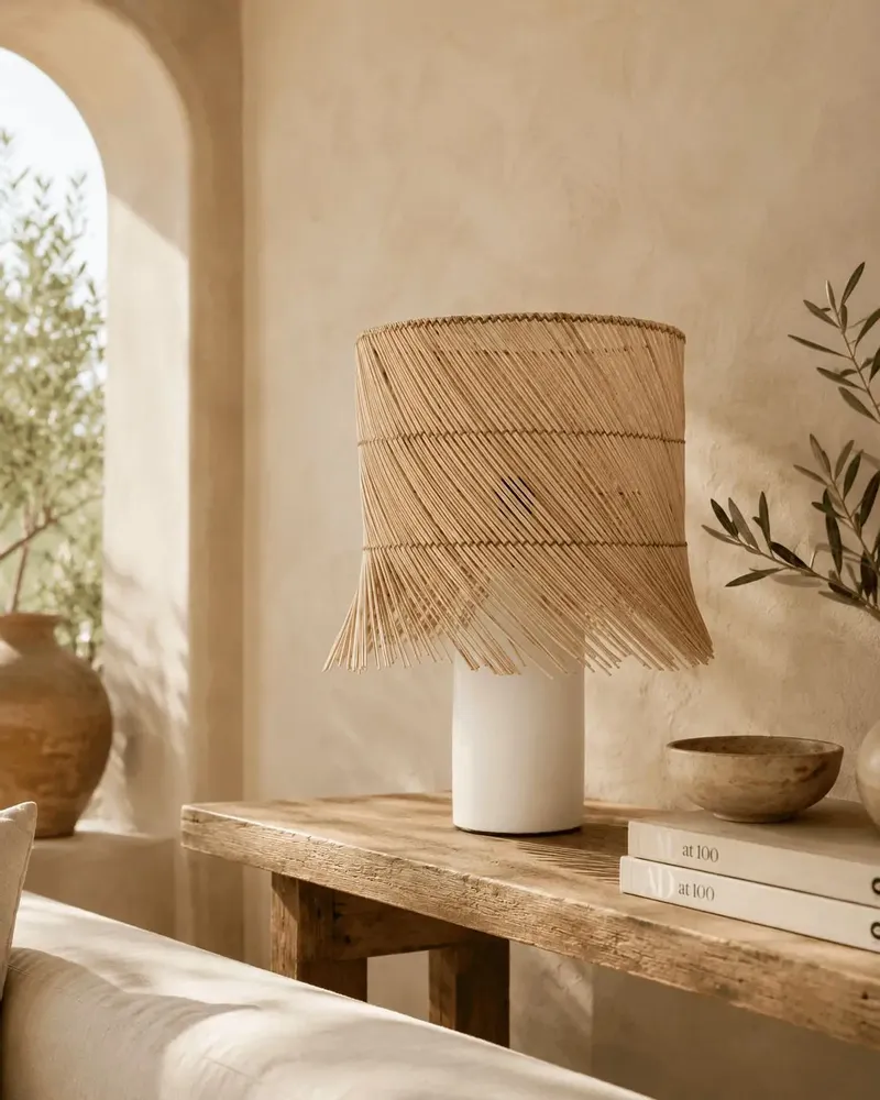 Table lamps - The Rattan Table Lamp - White Natural - BAZAR BIZAR LIVING