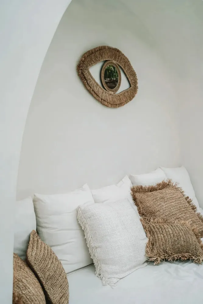 Mirrors - The Raffia Eye Mirror - Natural - M - BAZAR BIZAR LIVING