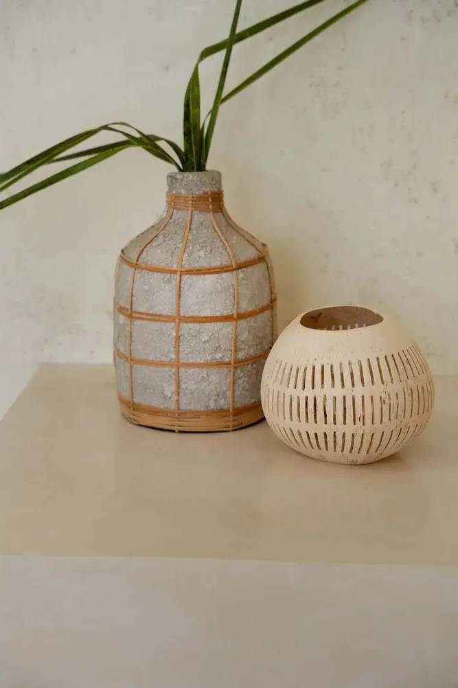 Bougeoirs et photophores  - Le Bougeoir Coconut Strip I - Naturel - BAZAR BIZAR LIVING