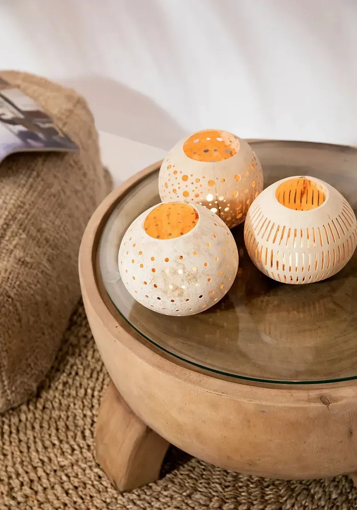 Bougeoirs et photophores  - Le Bougeoir Coconut Strip I - Naturel - BAZAR BIZAR LIVING