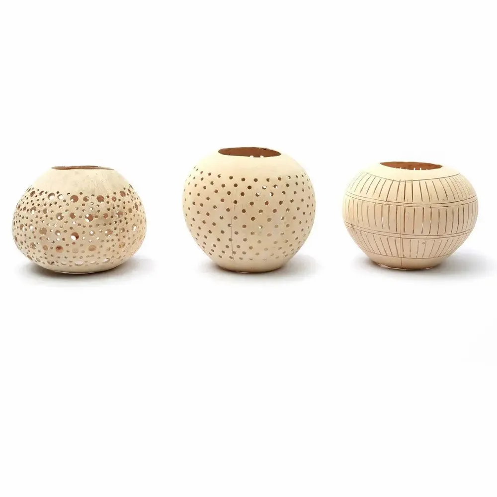 Bougeoirs et photophores  - Le Bougeoir Coconut Strip I - Naturel - BAZAR BIZAR LIVING
