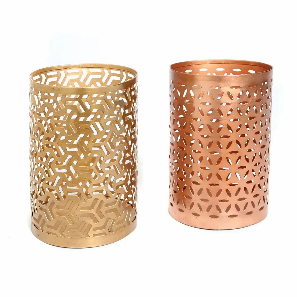 Candlesticks and candle holders - The Hollow Zigzag - Gold - M - BAZAR BIZAR LIVING