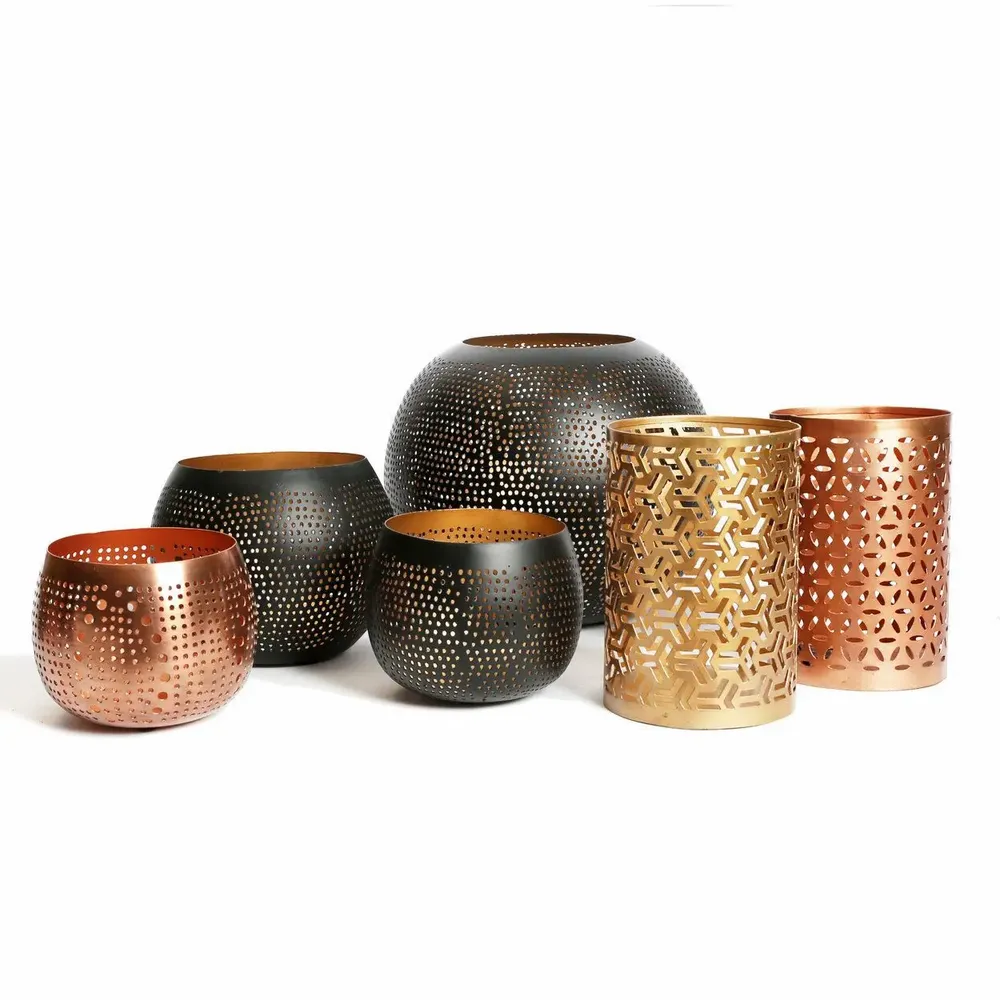 Candlesticks and candle holders - The Hollow Zigzag - Gold - M - BAZAR BIZAR LIVING
