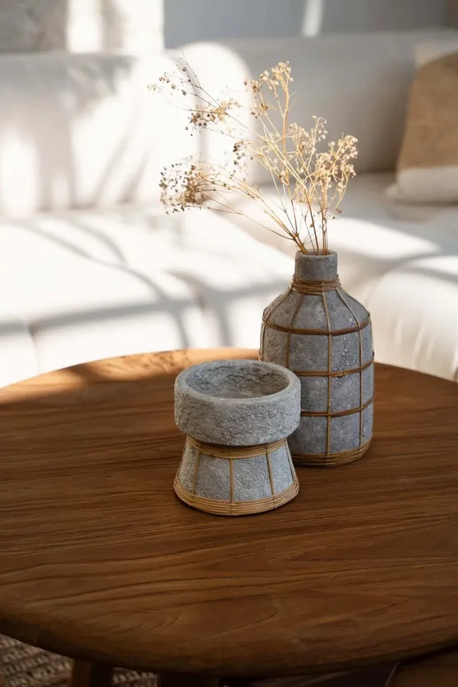 Candlesticks and candle holders - The Serene Candle Holder - Concrete Natural - S - BAZAR BIZAR LIVING