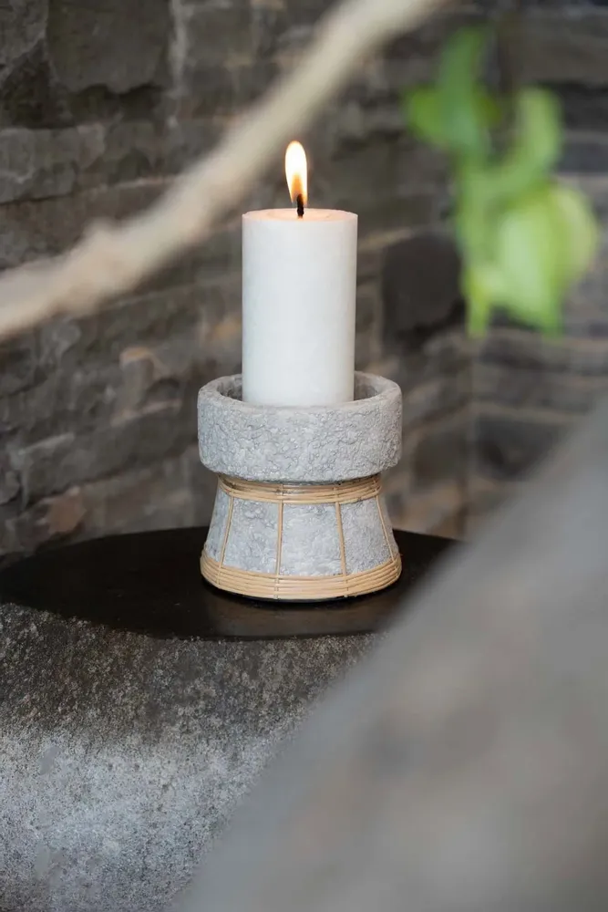 Candlesticks and candle holders - The Serene Candle Holder - Concrete Natural - S - BAZAR BIZAR LIVING