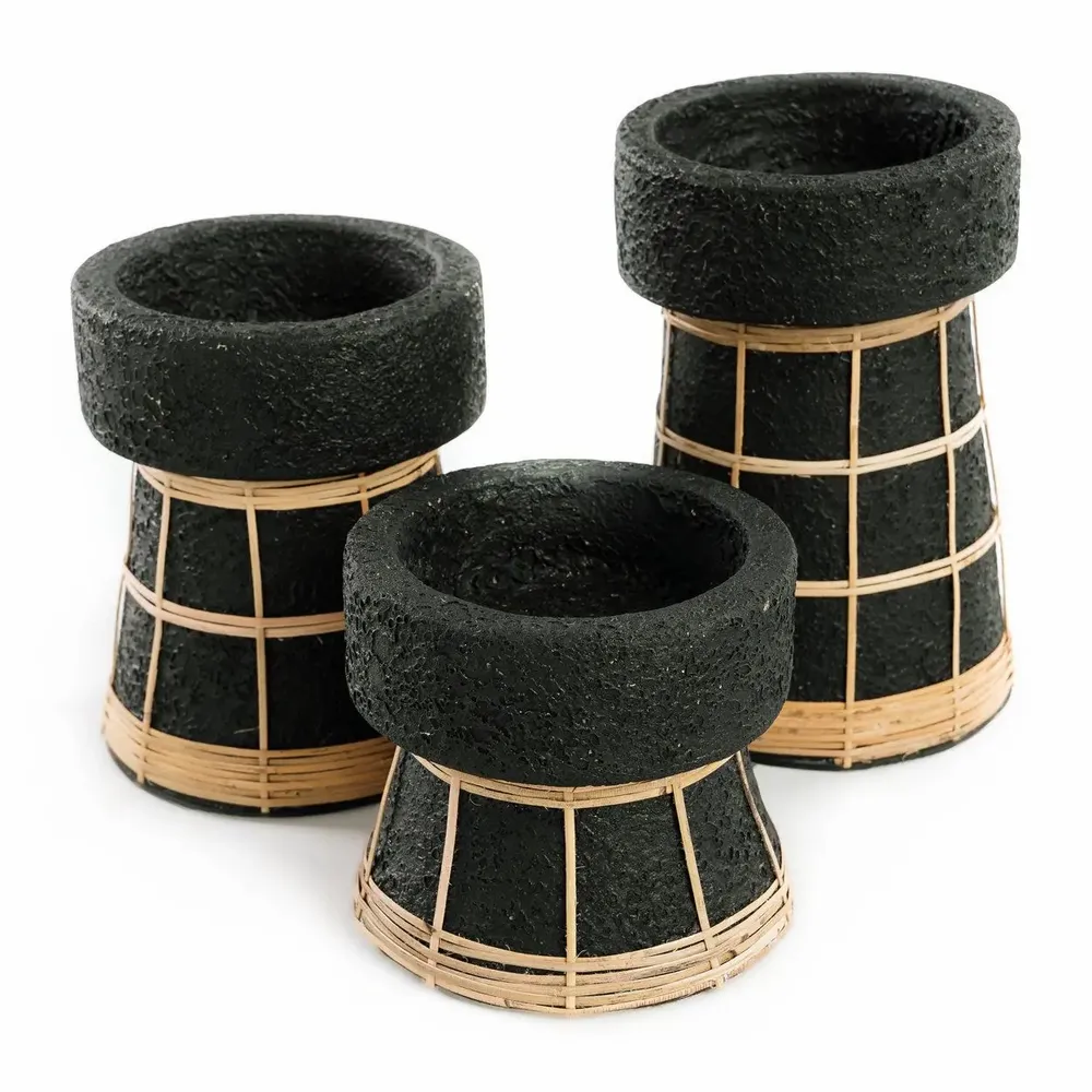 Bougeoirs et photophores  - Le Bougeoir Serene - Noir Naturel - S - BAZAR BIZAR LIVING