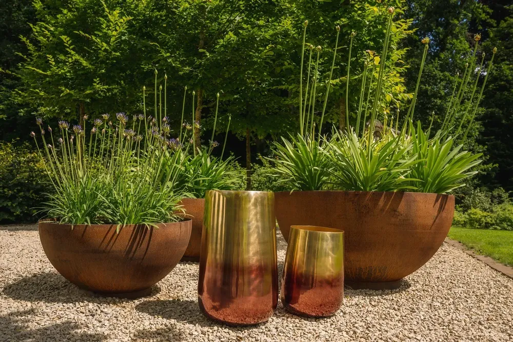 Vases - The Two Tone Brass Planter - Brass - L - BAZAR BIZAR LIVING