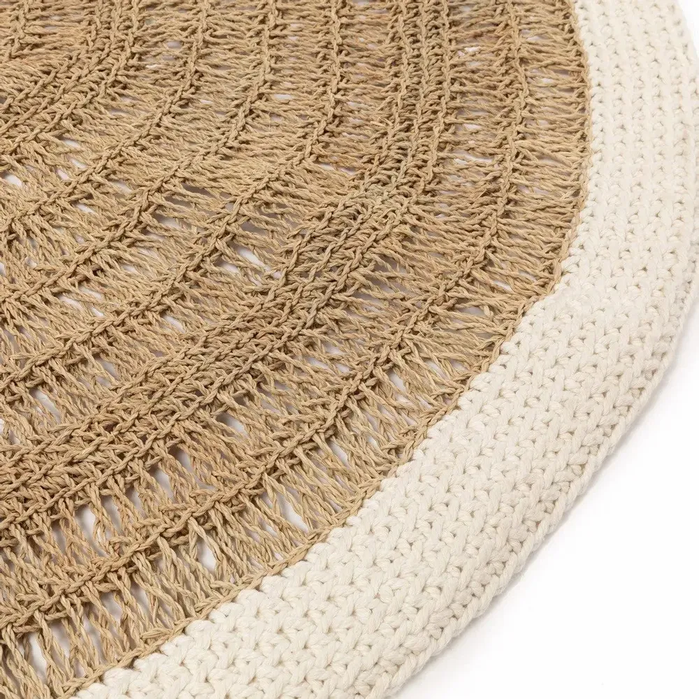 Rugs - The Seagrass & Cotton Round Carpet - Natural White - 100 - BAZAR BIZAR LIVING