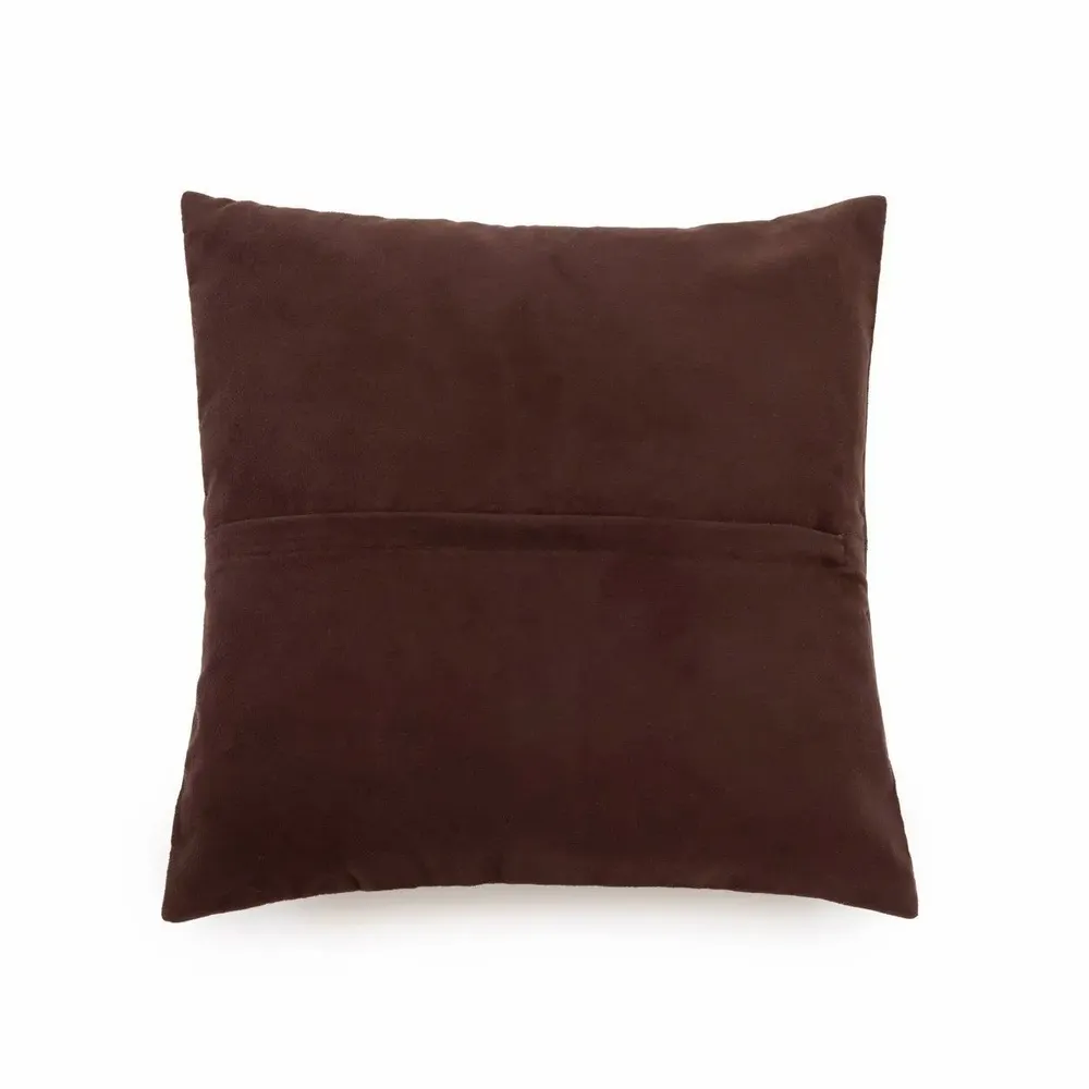 Cushions - The Four Panel Leather Cushion Cover - Choco - 40x40 - BAZAR BIZAR LIVING