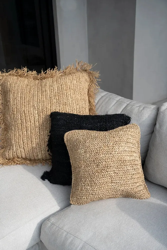 Coussins - La Housse De Coussin Raffia Flores Carrée - Naturel - 40x40 - BAZAR BIZAR LIVING