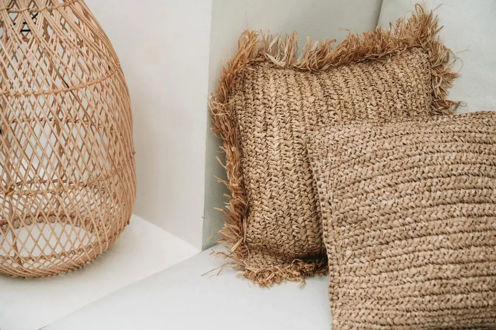 Coussins - La Housse De Coussin Raffia Flores Carrée - Naturel - 40x40 - BAZAR BIZAR LIVING