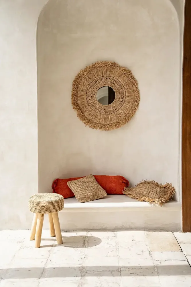 Coussins - La Housse De Coussin Raffia Flores Carrée - Naturel - 40x40 - BAZAR BIZAR LIVING