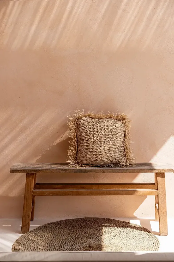 Cushions - The Raffia Cushion Cover Square - Natural - 60x60 - BAZAR BIZAR LIVING