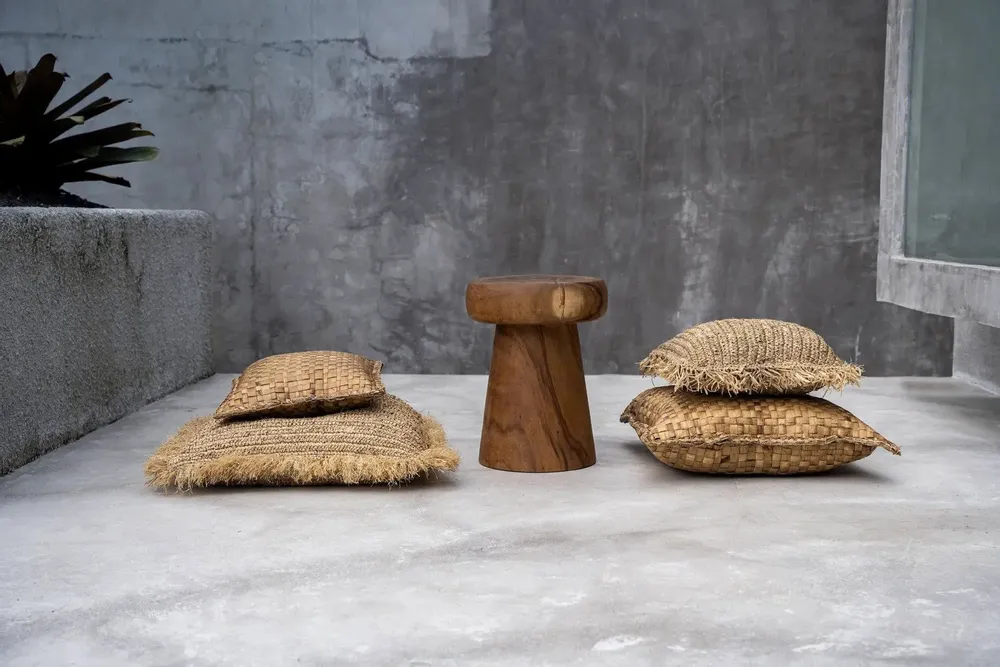 Cushions - The Raffia Cushion Cover Square - Natural - 60x60 - BAZAR BIZAR LIVING