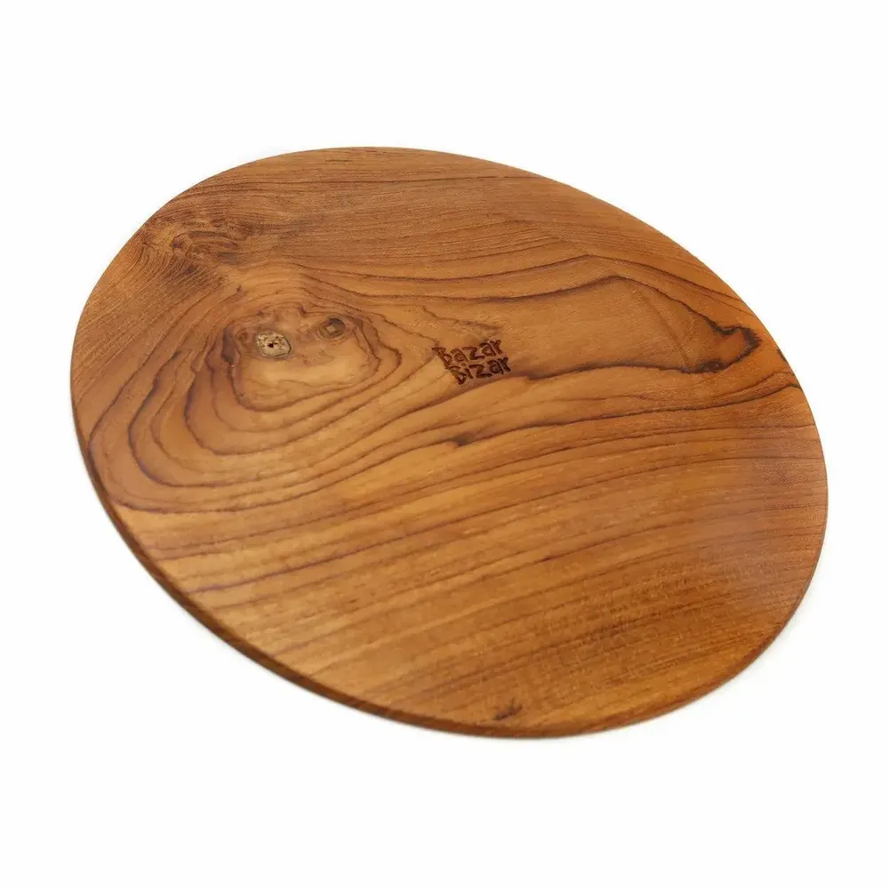 Plats et saladiers - L'Assiette Ronde En Racine De Teck - XL - BAZAR BIZAR LIVING