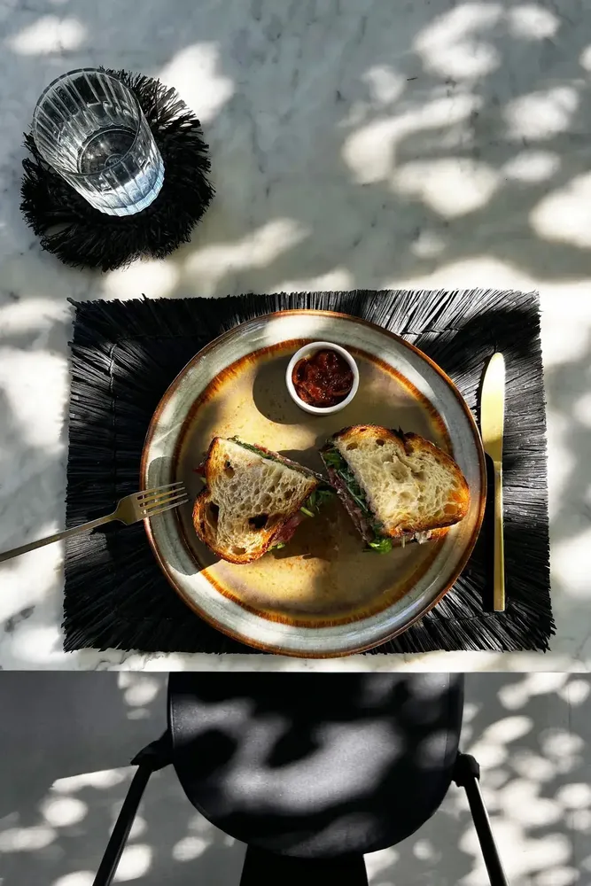 Placemats - The Alang Alang Placemat - Rectangular - Black - BAZAR BIZAR LIVING