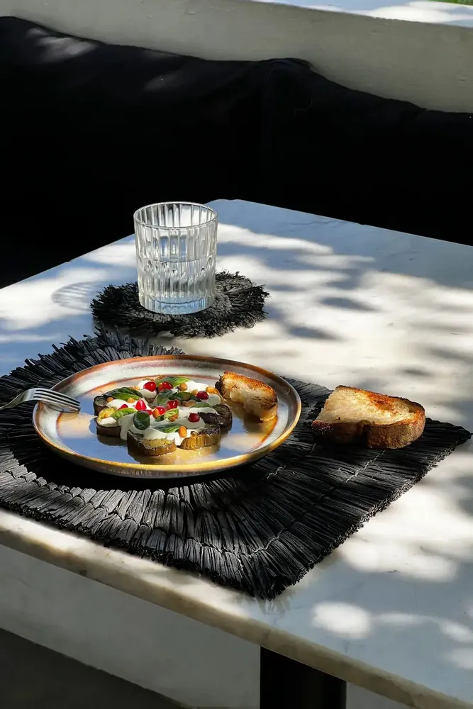 Placemats - The Alang Alang Placemat - Rectangular - Black - BAZAR BIZAR LIVING