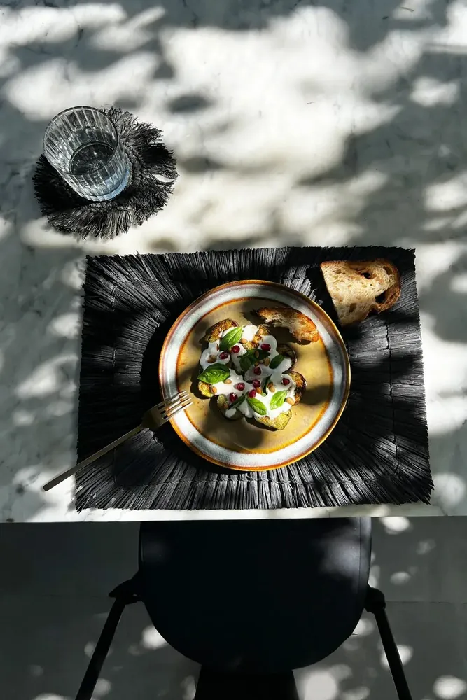 Placemats - The Alang Alang Placemat - Rectangular - Black - BAZAR BIZAR LIVING