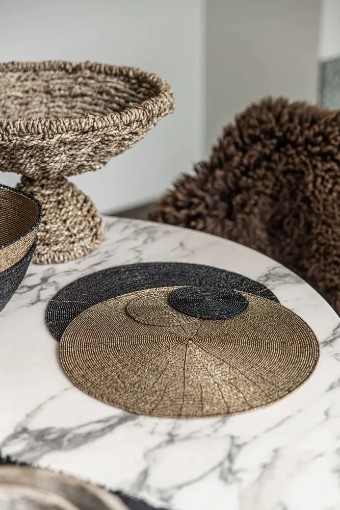 Sets de table - Le Set de Table Beaded - Noir - BAZAR BIZAR LIVING
