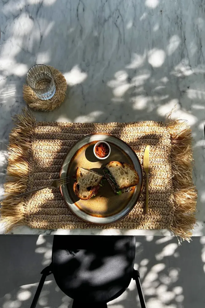 Placemats - The Fringe Raffia Placemat Rectangular - Natural - BAZAR BIZAR LIVING