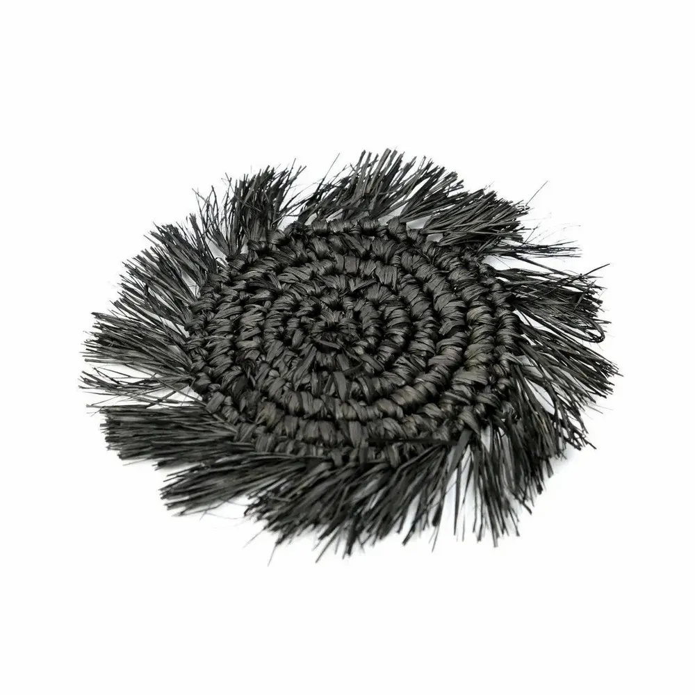 Sets de table - Le Sous-verre Fringe Raffia - Noir - BAZAR BIZAR LIVING