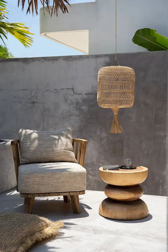 Floor lamps - The Dumpling Floor Lamp - Pendant - Natural - L - BAZAR BIZAR LIVING