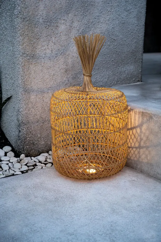 Floor lamps - The Dumpling Floor Lamp - Pendant - Natural - L - BAZAR BIZAR LIVING