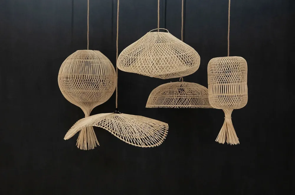 Floor lamps - The Dumpling Floor Lamp - Pendant - Natural - L - BAZAR BIZAR LIVING