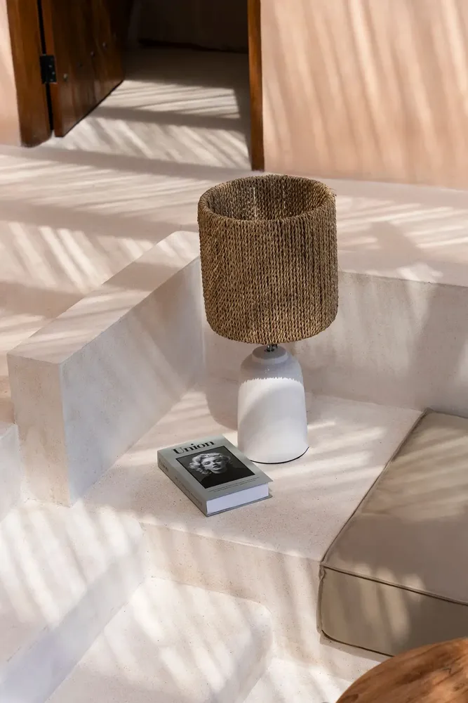 Desk lamps - The Chalki Table Lamp - White Natural - BAZAR BIZAR LIVING