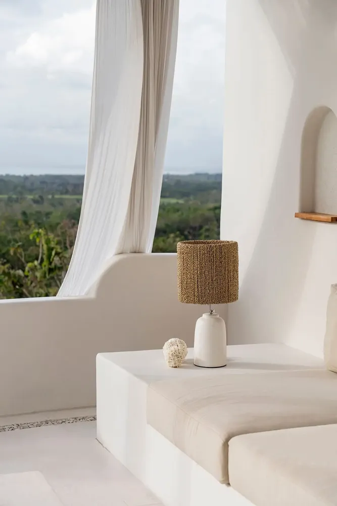 Desk lamps - The Chalki Table Lamp - White Natural - BAZAR BIZAR LIVING