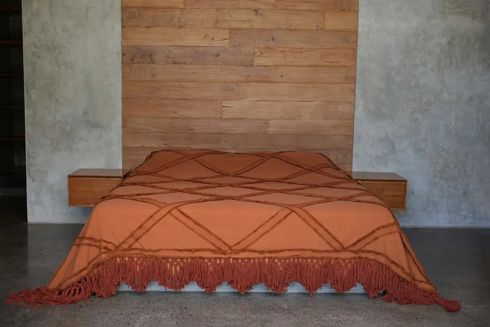 Throw blankets - The Berber Bed Throw - Terracotta - BAZAR BIZAR LIVING