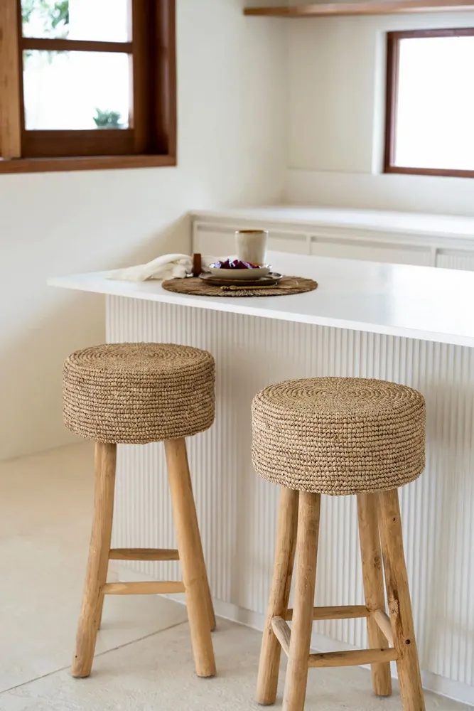Stools - The Raffia Bar Stool - BAZAR BIZAR LIVING