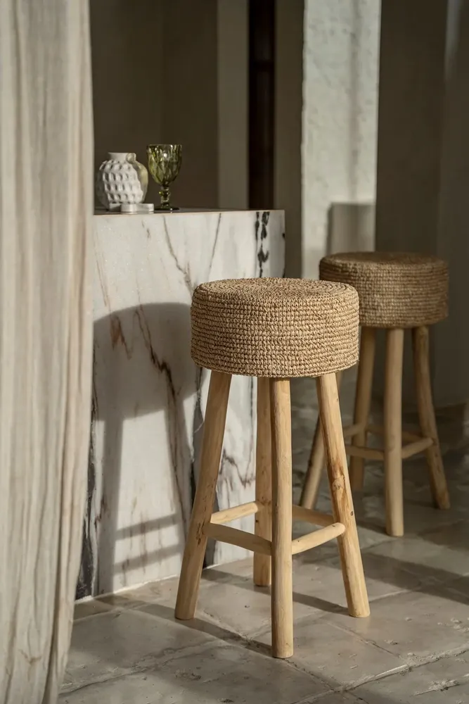 Stools - The Raffia Bar Stool - BAZAR BIZAR LIVING