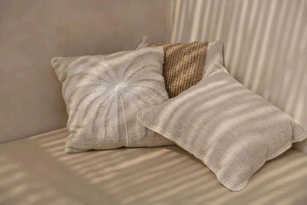 Cushions - The Isla Palm Cushion Cover - Natural White - BAZAR BIZAR LIVING