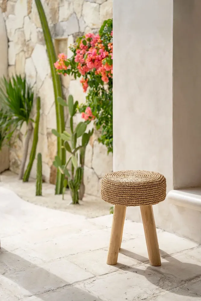 Stools - The Raffia Stool - Natural - BAZAR BIZAR LIVING