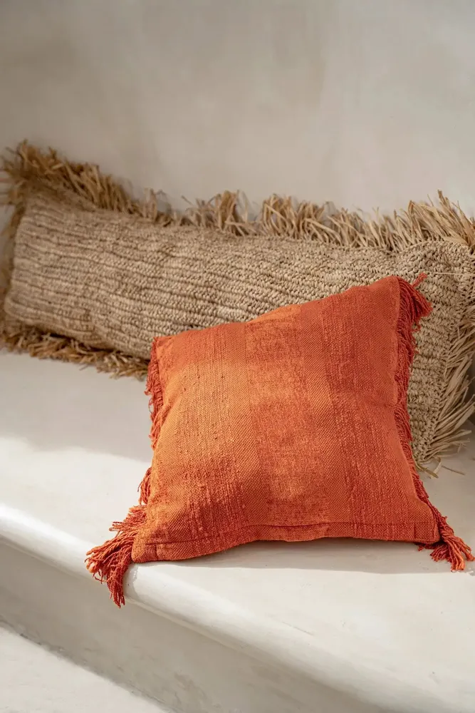 Cushions - The Raffia Cushion Cover Rectangular - Natural - 35x100 - BAZAR BIZAR LIVING