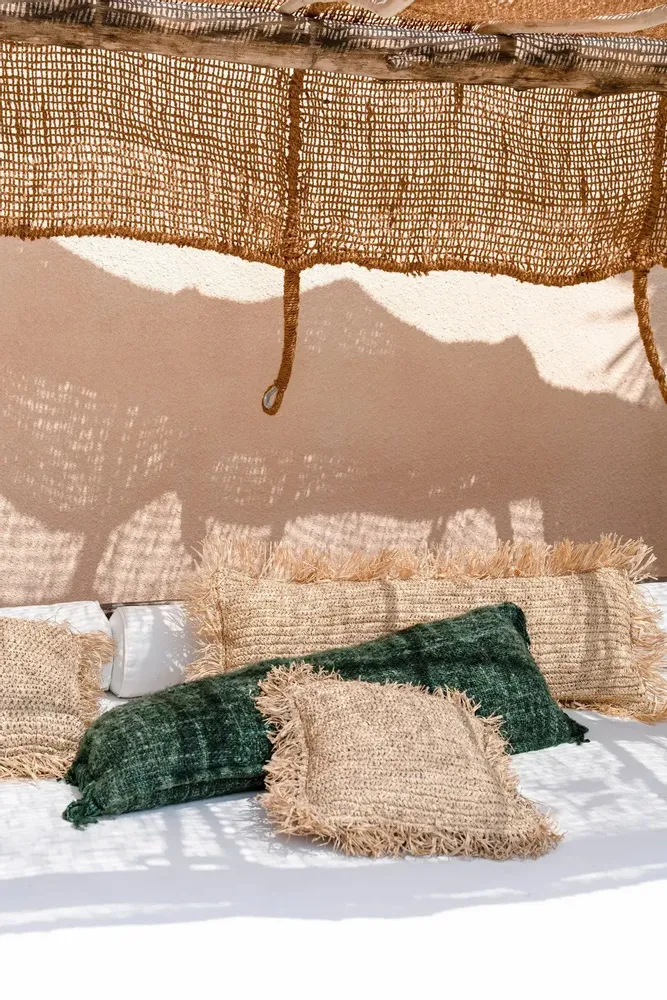 Cushions - The Raffia Cushion Cover Rectangular - Natural - 35x100 - BAZAR BIZAR LIVING