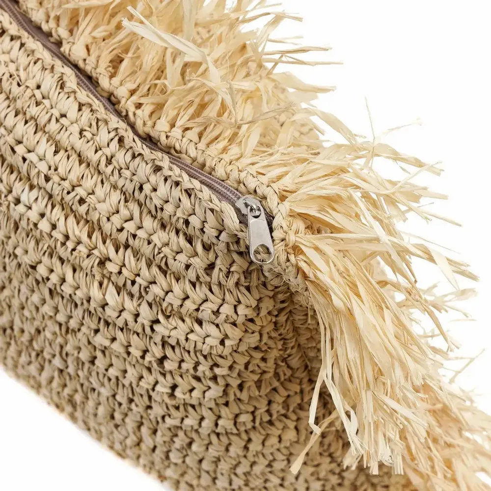 Cushions - The Raffia Cushion Cover Rectangular - Natural - 35x100 - BAZAR BIZAR LIVING