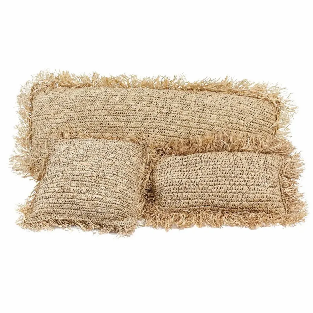 Cushions - The Raffia Cushion Cover Rectangular - Natural - 35x100 - BAZAR BIZAR LIVING