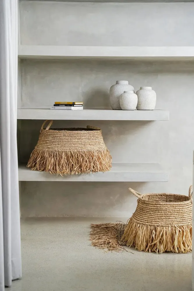 Baskets - The Raffia Deluxe Baskets - Natural - Medium - BAZAR BIZAR LIVING