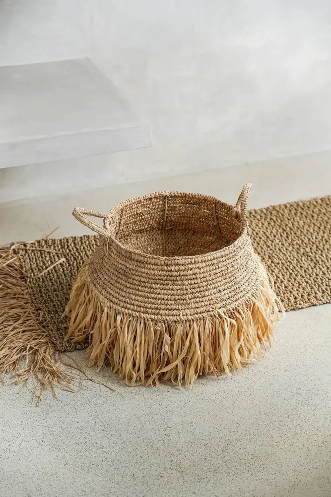 Baskets - The Raffia Deluxe Baskets - Natural - Medium - BAZAR BIZAR LIVING
