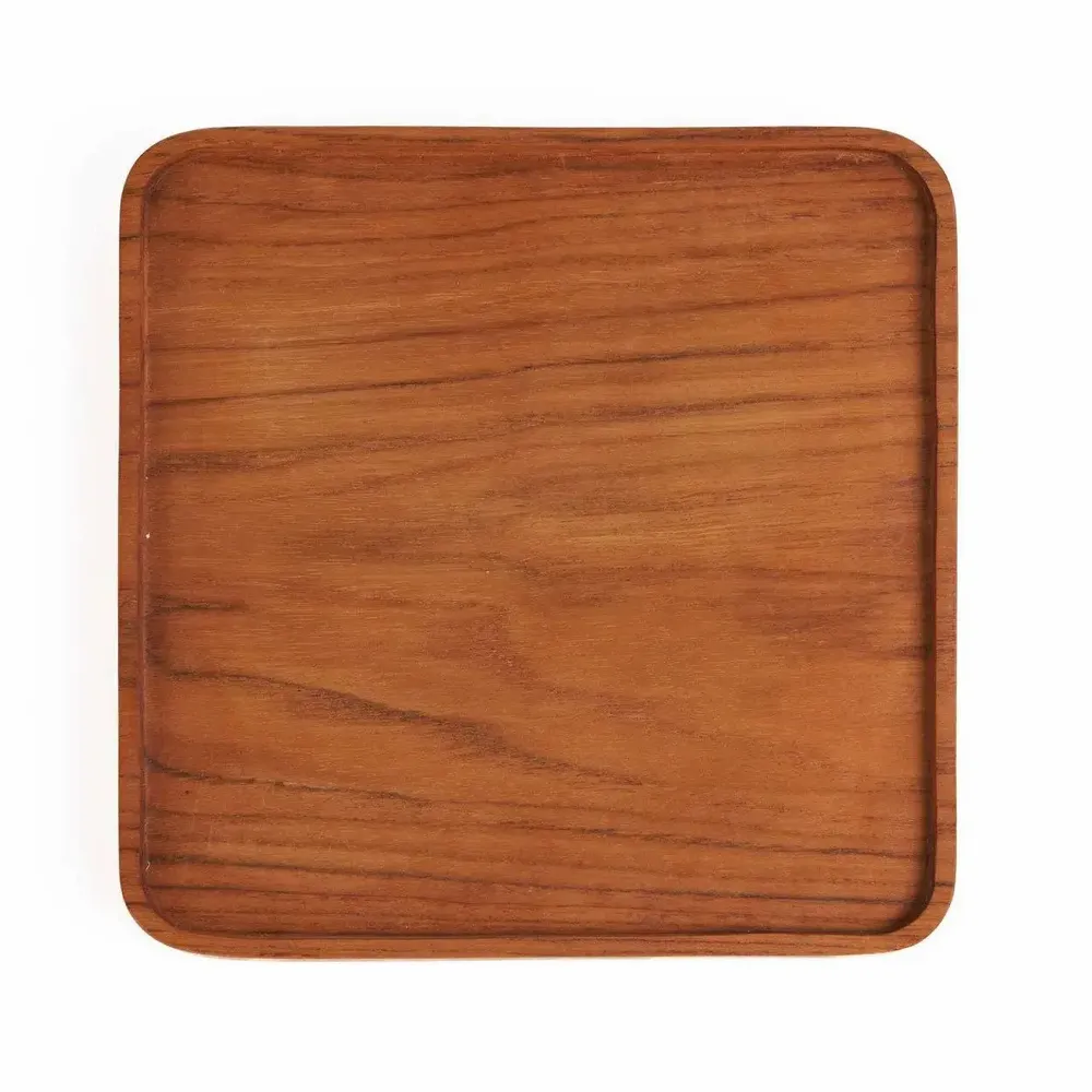 Everyday plates - The Teak Square Plate - Natural - S - BAZAR BIZAR LIVING